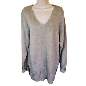 Vintage 80s Tan Cream V Neck Knit Grandma Sweater